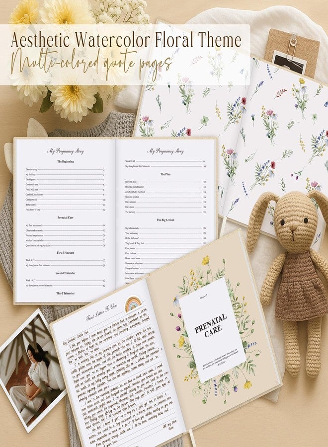Lanpn My Pregnancy Journal Memory Book for First Time Mom, 156 Page Pregnant Announcement Must Have Planner, Pregnancy Tracking Diary Scrapbook Keepsake Gift for Mom to Be Expecting New Parent Beige - Image 3